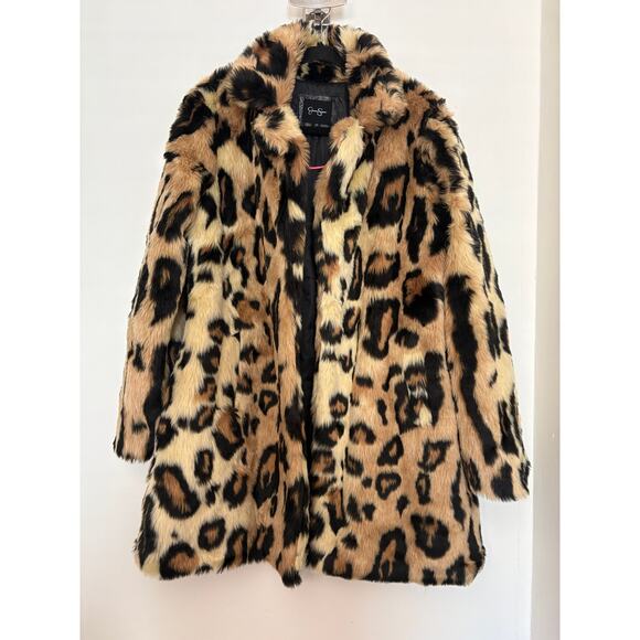 Jessica Simpson Jackets & Blazers - Jessica Simpson Leopard Print Faux Fur Coat Size Large Great Condition
